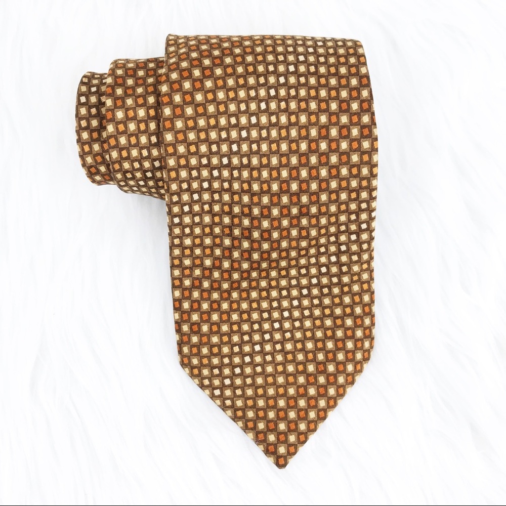 😊4/$20 Kenneth Cole Brown Orange Silk Tie